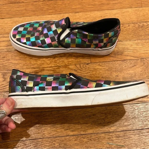 Vans iridescent slip on skate shoes size 8.5 - Picture 3 of 7